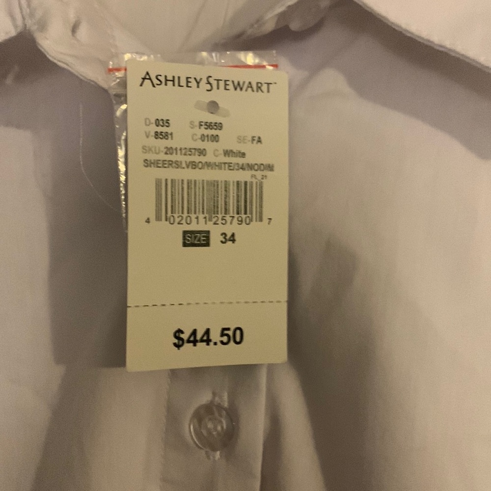 Ashley Stewart white shirt body suit size 34